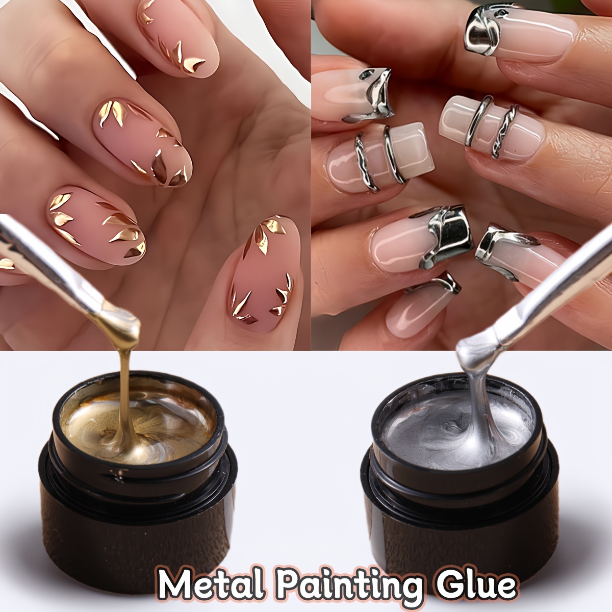 

Full Beauty 5ml Metallic Chrome 3d Painting Gel Polish - Gold, Silver, Rose Gold Mirror Metal Gel, Uv/led Nail Art, Unscented, Sulfate-free Gel Form