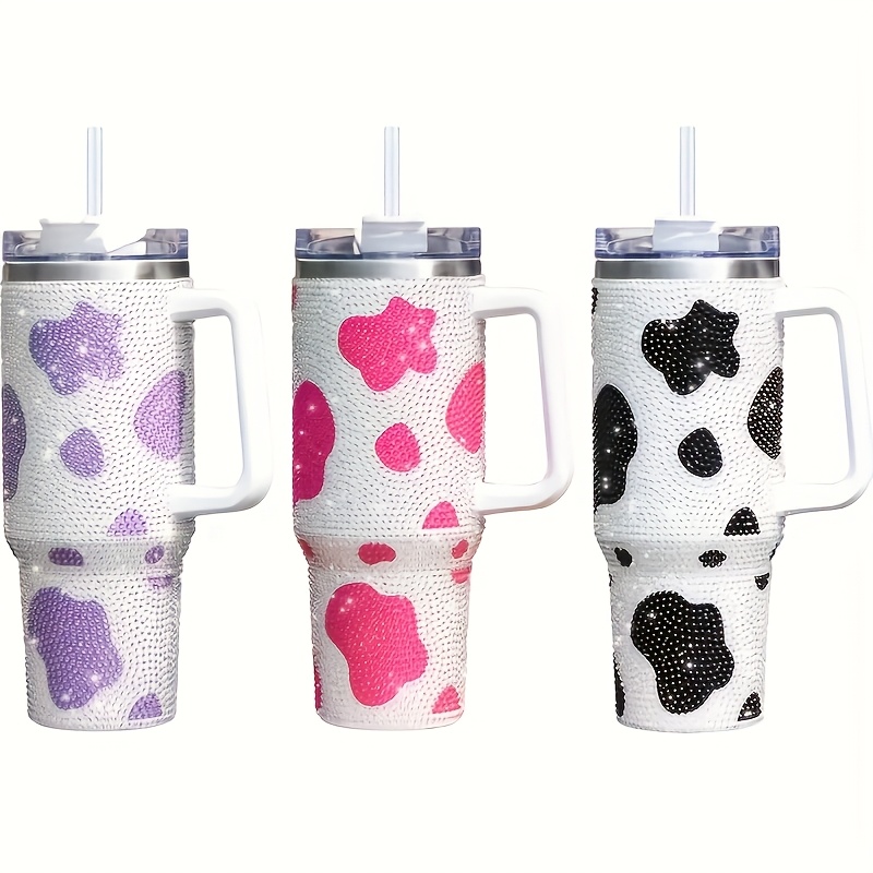 

40oz Sparkling Cow-print Stainless Stylish, Insulated & Reusable - Sports And Use, Halloween, Christmas Birthday Gifts