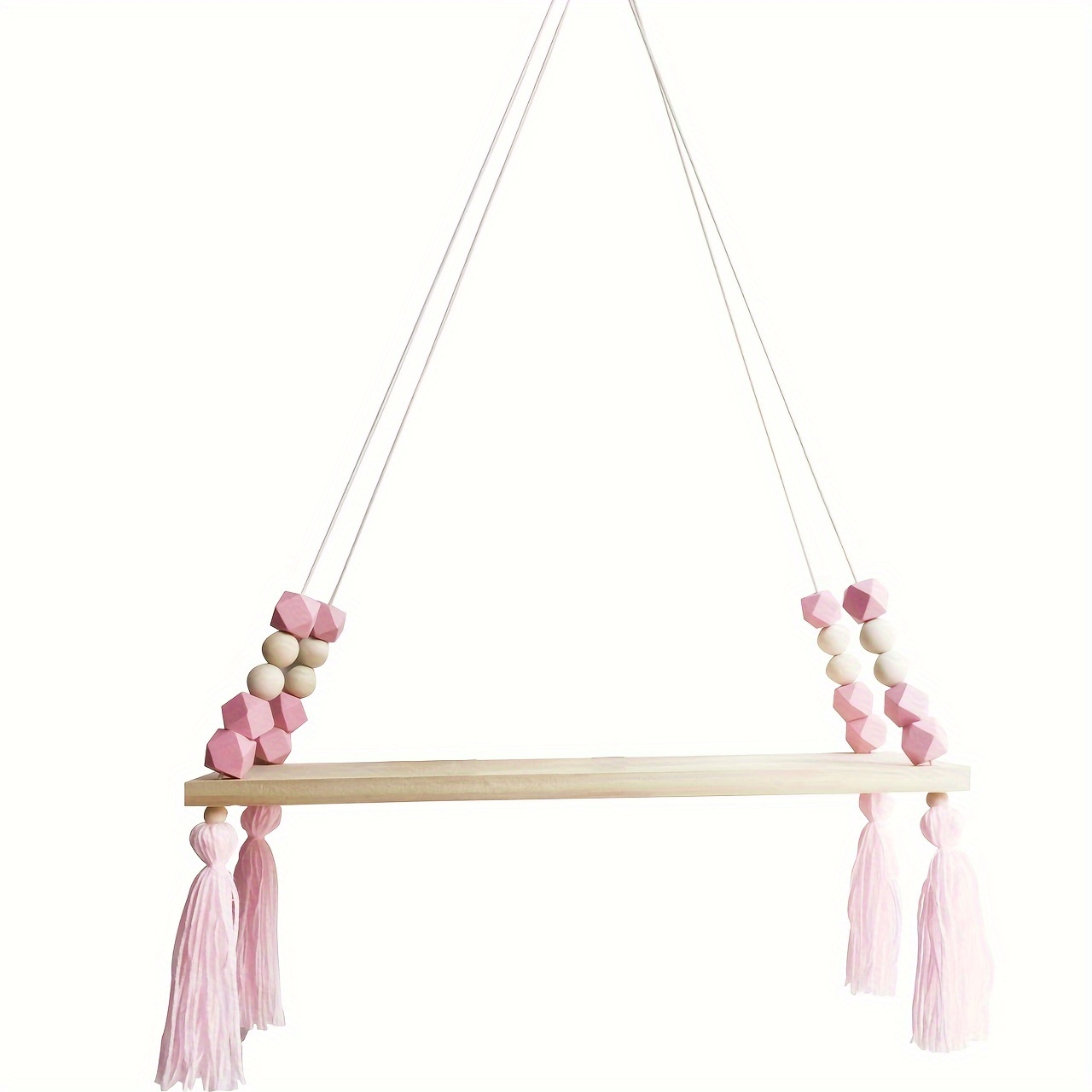 E-shop 1 Stück Bohemian Pastellrosa Wandregal mit Ketten für Schmuck, Schlüssel & Deko – Platzsparender Organizer für Schlafzimmer, Wohnzimmer,