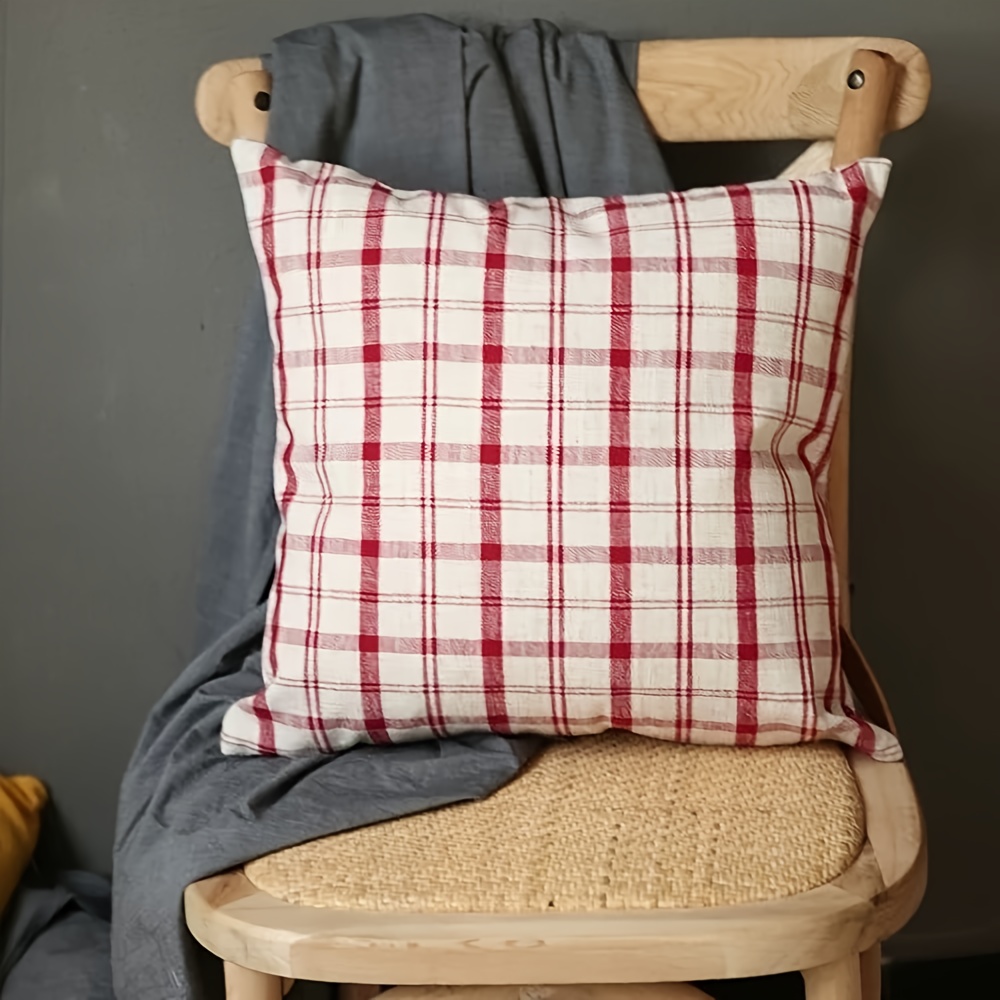 

Vintage Linen Throw Pillow Cover With Zipper Closure - Machine Washable, Polyester Home Decor For Living Room And Bedroom