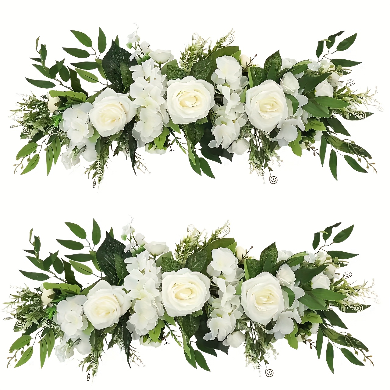2pcs Artificial Peony Rose Flower Ornament, 25.6 Inch Artificial Flower Arch Garland Door, Fake Leaves And Garland For Home Garden Wedding Arch Front Door Table Wall Celebration Event Decoration