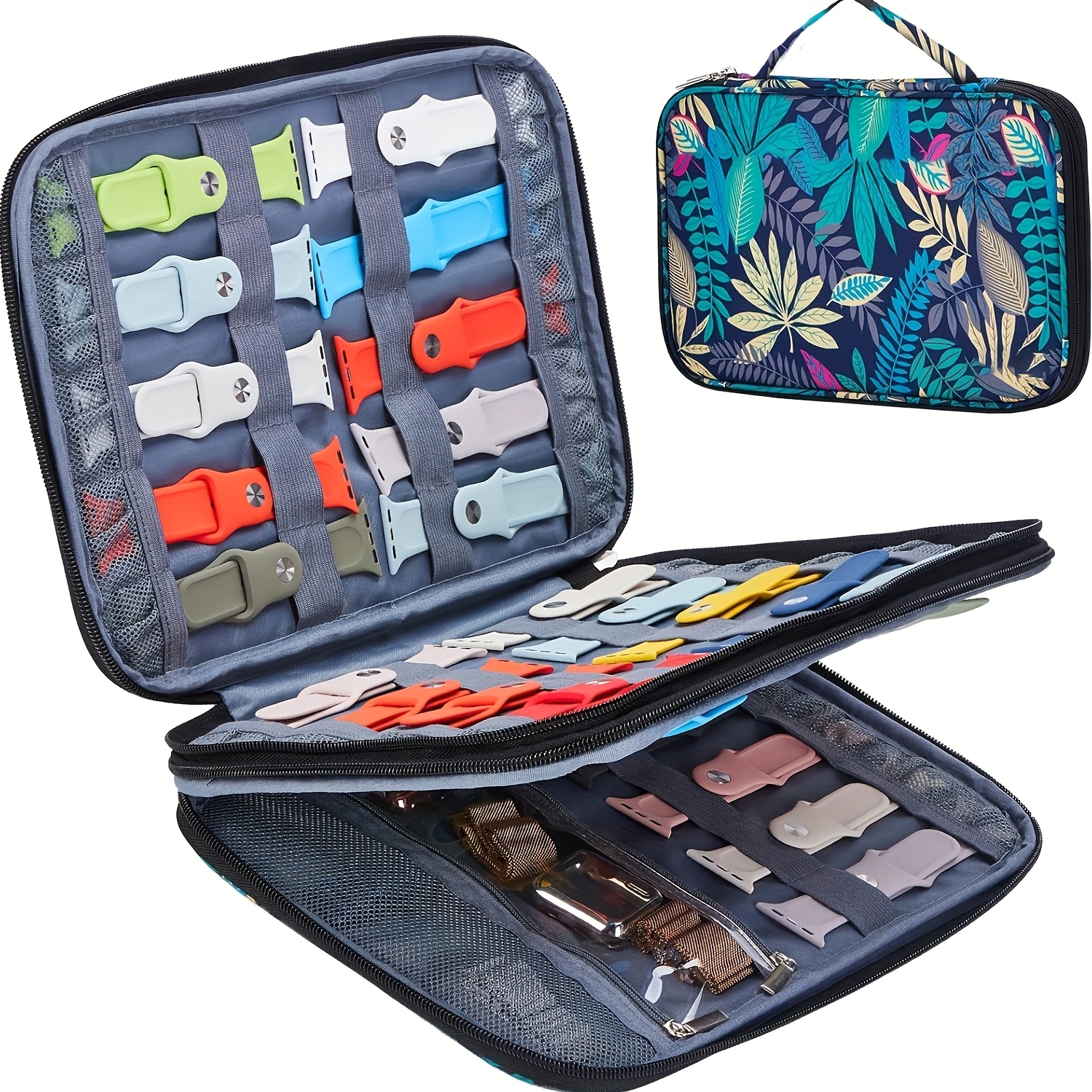 Image of Watch Band Organizer Case Compatible With Watch Band, Portable Bands Holder Organizer For 35 Straps, Travel Strap Storage Bag Compatible With Iwatch Bands, Pin And Other Accessories