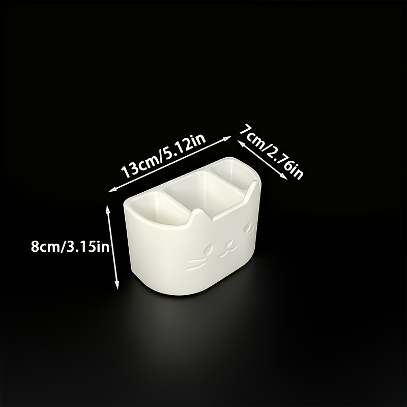 1pc Cat Three-hole Self-draining Toothbrush Toothpaste Holder Facial Cleanser Holder, Multifunctional Toothbrush Toothpaste Storage Rack, Bathroom Additions, Home Decoration, Home Furniture