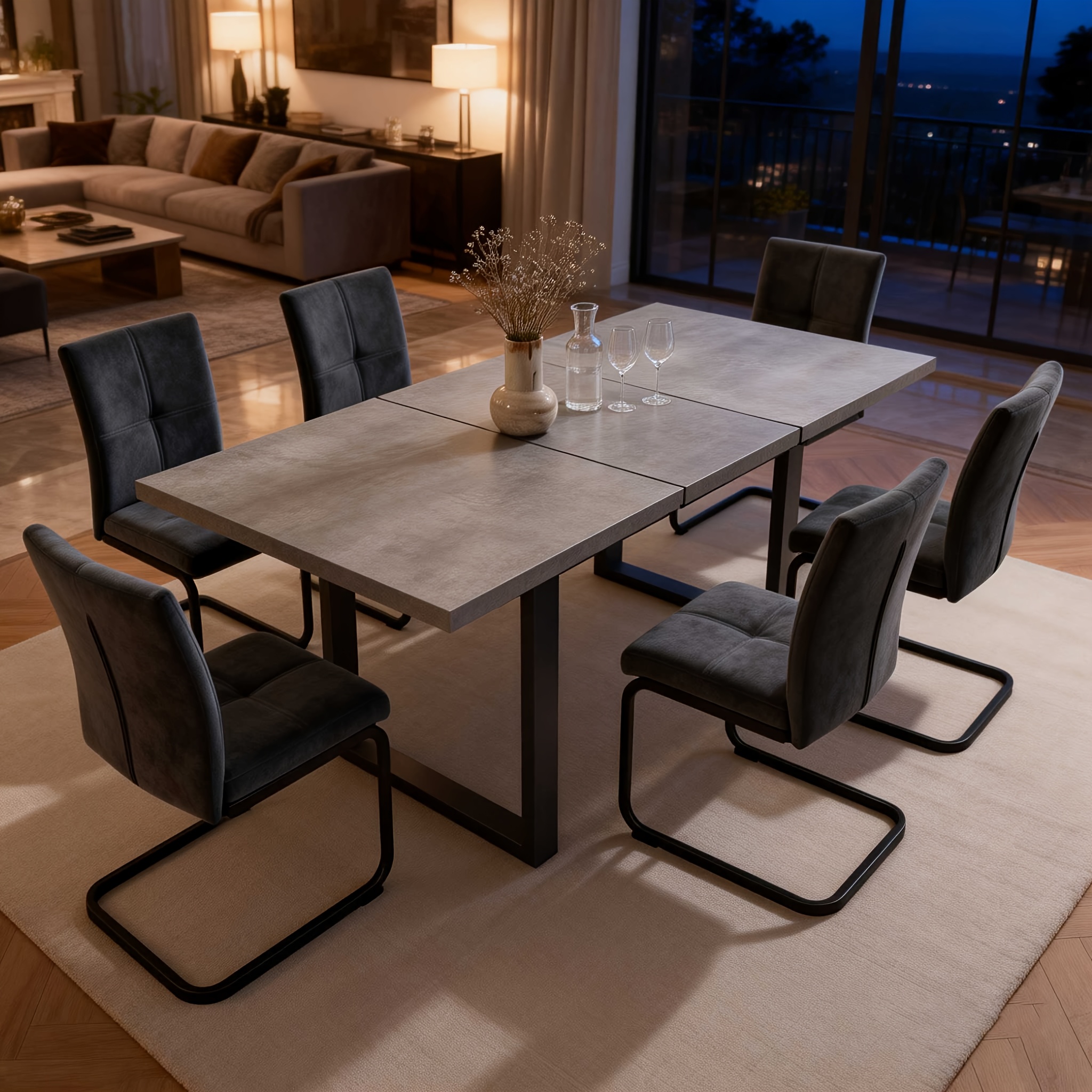 Image of Room Table And Chair Set, 1 Table With 4 Chairs/one Table With 6 Chairs, Suitable For Living Rooms, Kitchens, And Bedrooms, - Modern Minimalist.