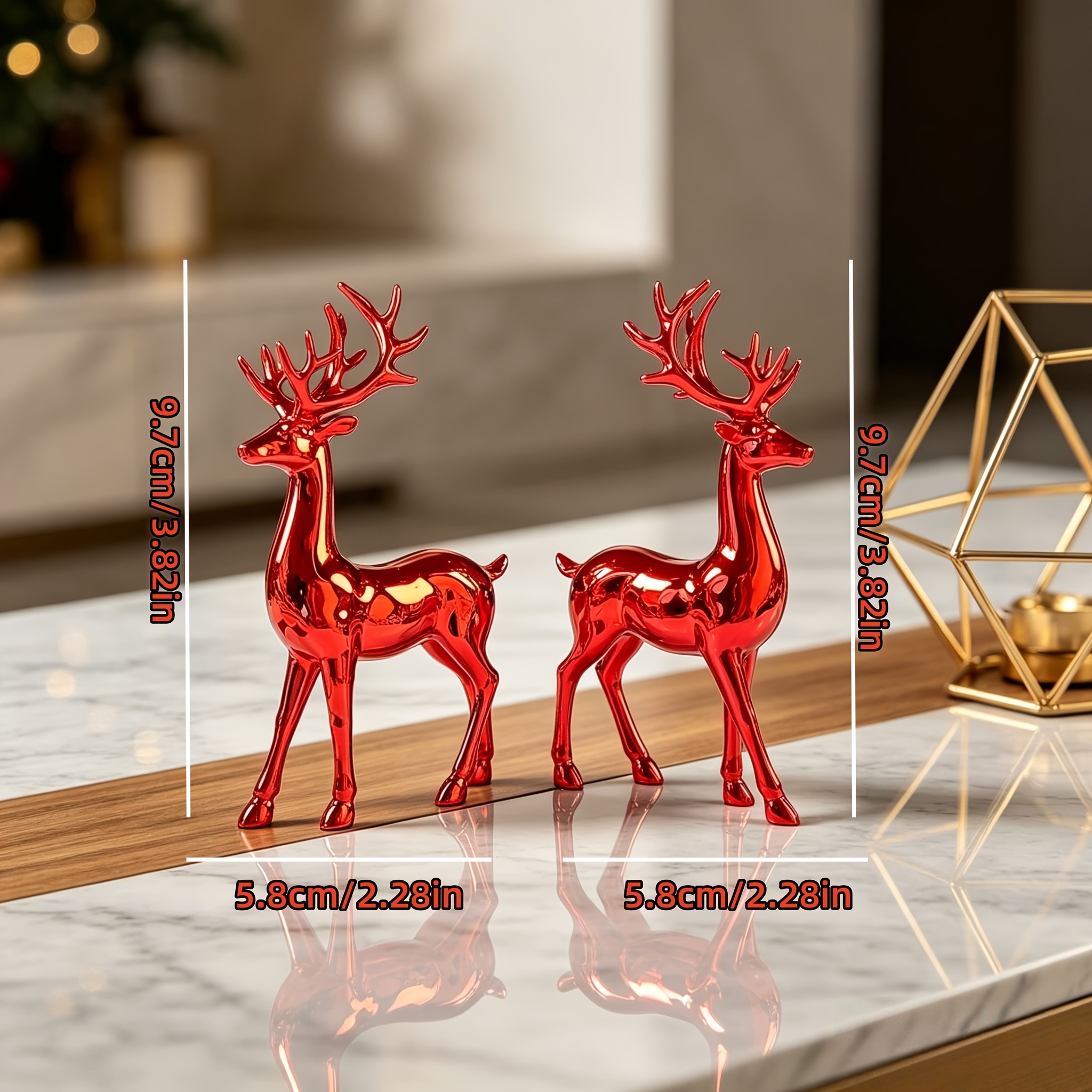 Image of 2pcs Red Reindeer Decoration Set - Christmas And Halloween Living Room, Wine Cabinet, And Autumn Home Decor, Christmas Display