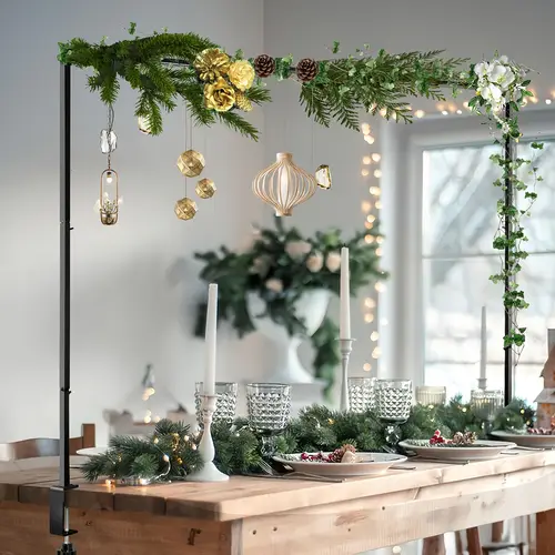 adjustable metal tabletop arch stand with clamps versatile event decor for weddings birthdays parties christmas halloween thanksgiving graduations festive table settings with greenery and ornaments event table decor decorative table arch adjustable metal stand table decorations