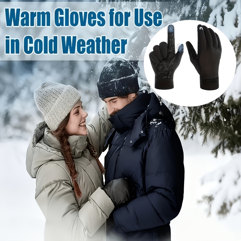 TEMU A Pair Winter Gloves For Men Women, Thermal Insulated Windproof Touchscreen Compatible Unisex Gloves, Christmas Halloween Gift For Boyfriend