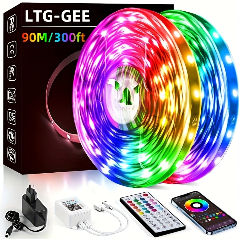 

300ft Smart Rgb Led Strip Lights With App & Remote Control, Music , Color Changing - Ideal For Bedroom, Party, Holiday Decorations, Thanksgiving & Christmas Gifts, Led Lights For Bedroom