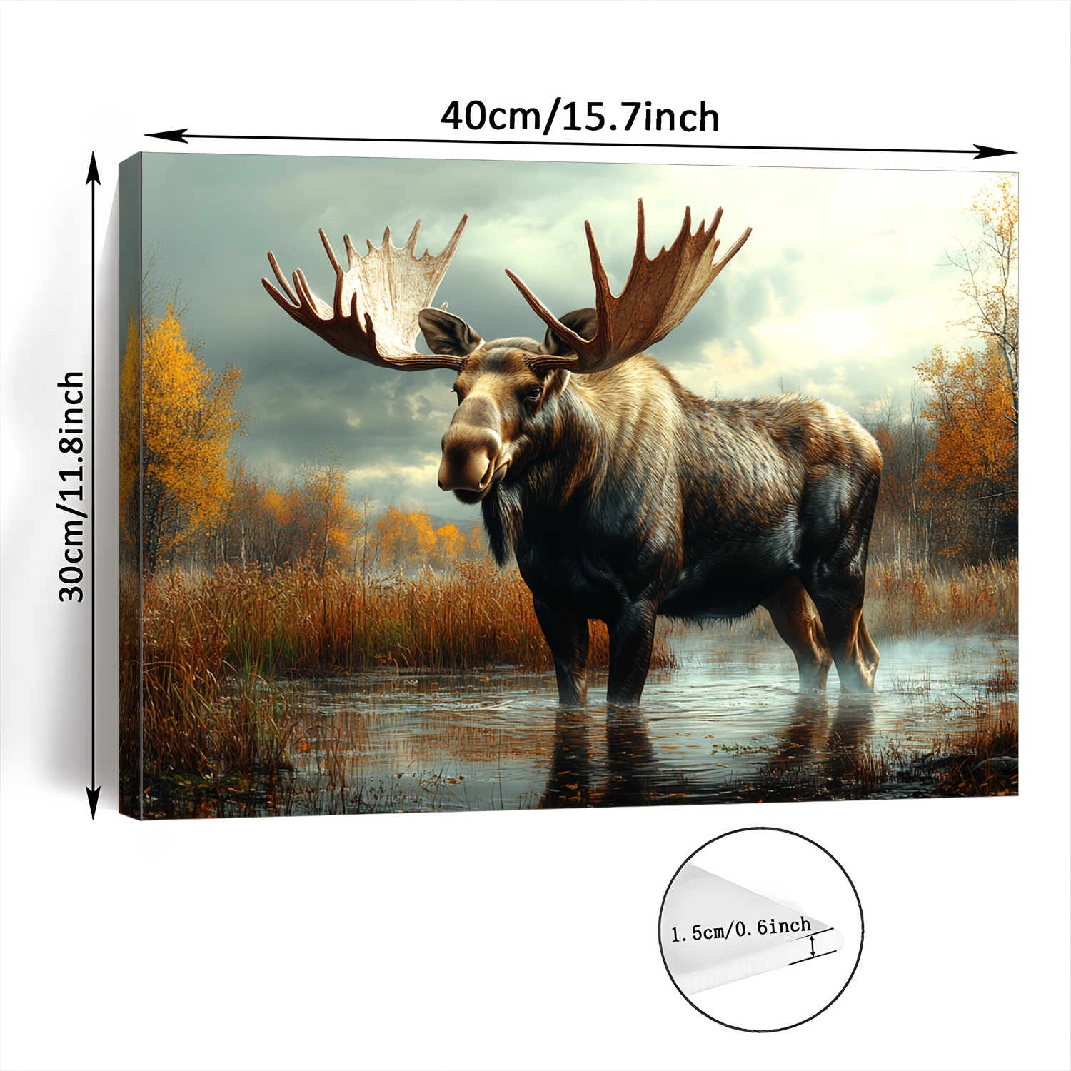 TEMU Room Decor 1pc Moose Wall Art, 11.8x15.7 Inch Wooden Framed Canvas Print, Bachelor Party Decor, Woven Decorative Painting, Unique Christmas Gift