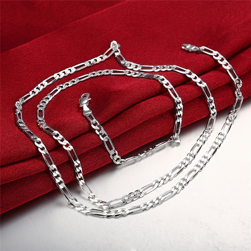 TEMU Elegant Luxury 925 Sterling Silver Chain Necklace, Hypoallergenic Italian , , For Daily & Party , With Ideal For Christmas & All