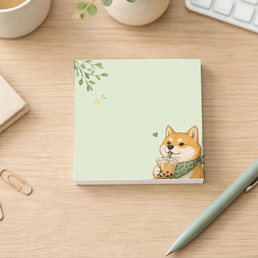 TEMU 柴犬 タピオカティー かわいいメモ帳 カワイイ文房具 付箋 レーション 学用品