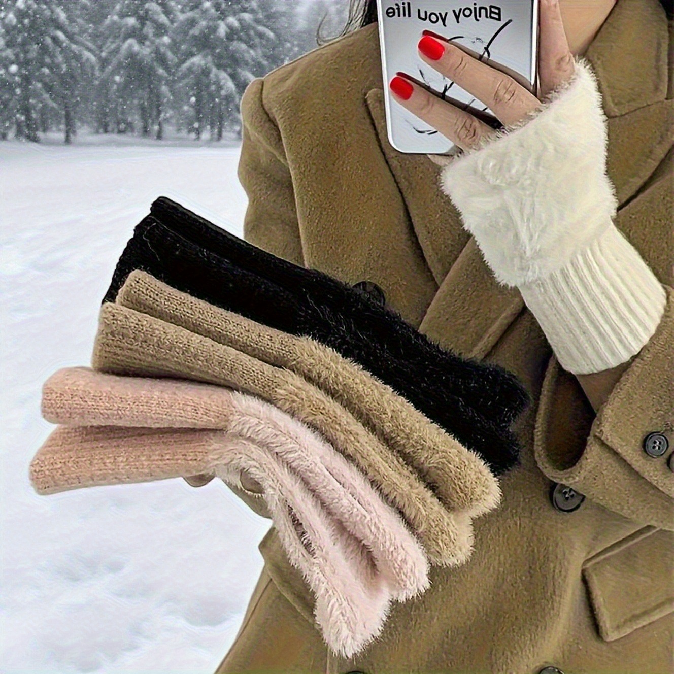 womens comfortable fingerless gloves soft warm stylish pure Temu