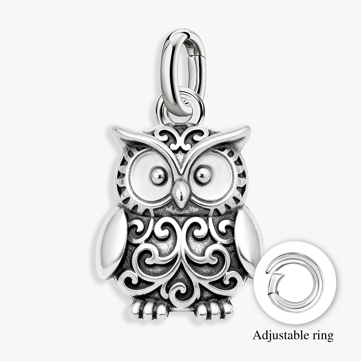 Image of A Vintage Owl Pendant, Made Of 925 Silver Plating, For Year, Valentine's Day, Mother's Day, Parties, And Birthdays. A Popular Gift For Autumn And Winter, Perfect For Designs Like, Earrings, Bracelets