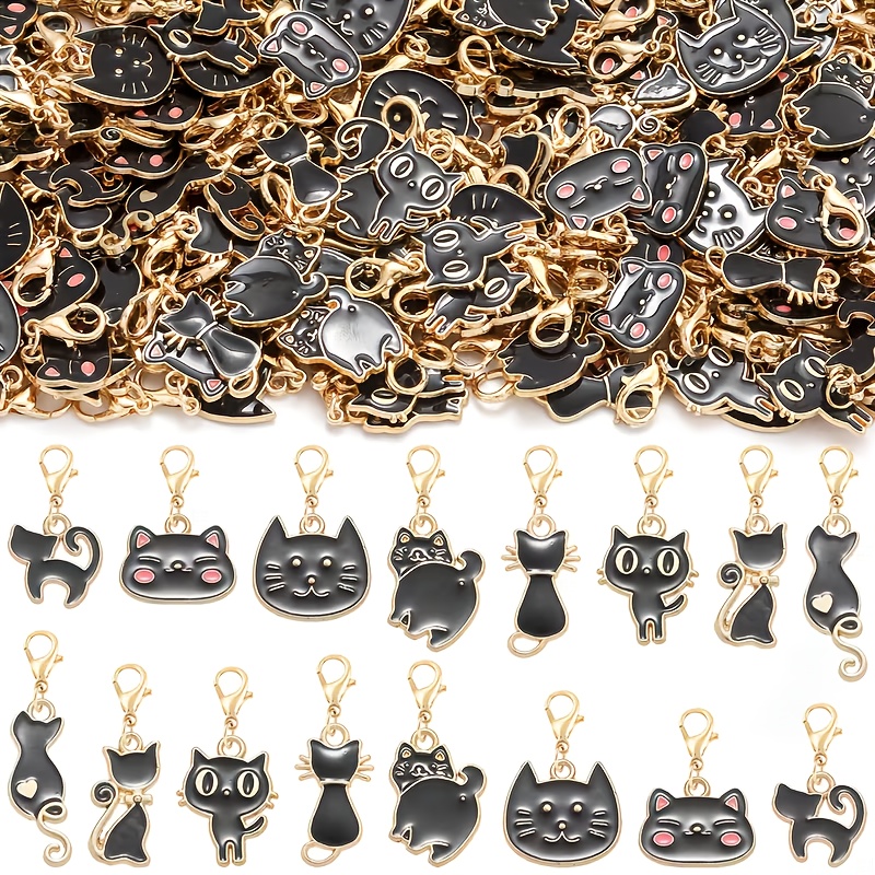 TEMU Gift For Her/him 20pcs Keychain - Black Golden Couple Gift For Valentine's Day, European Design Charm For Boyfriend Girlfriend, Lobster Clasp