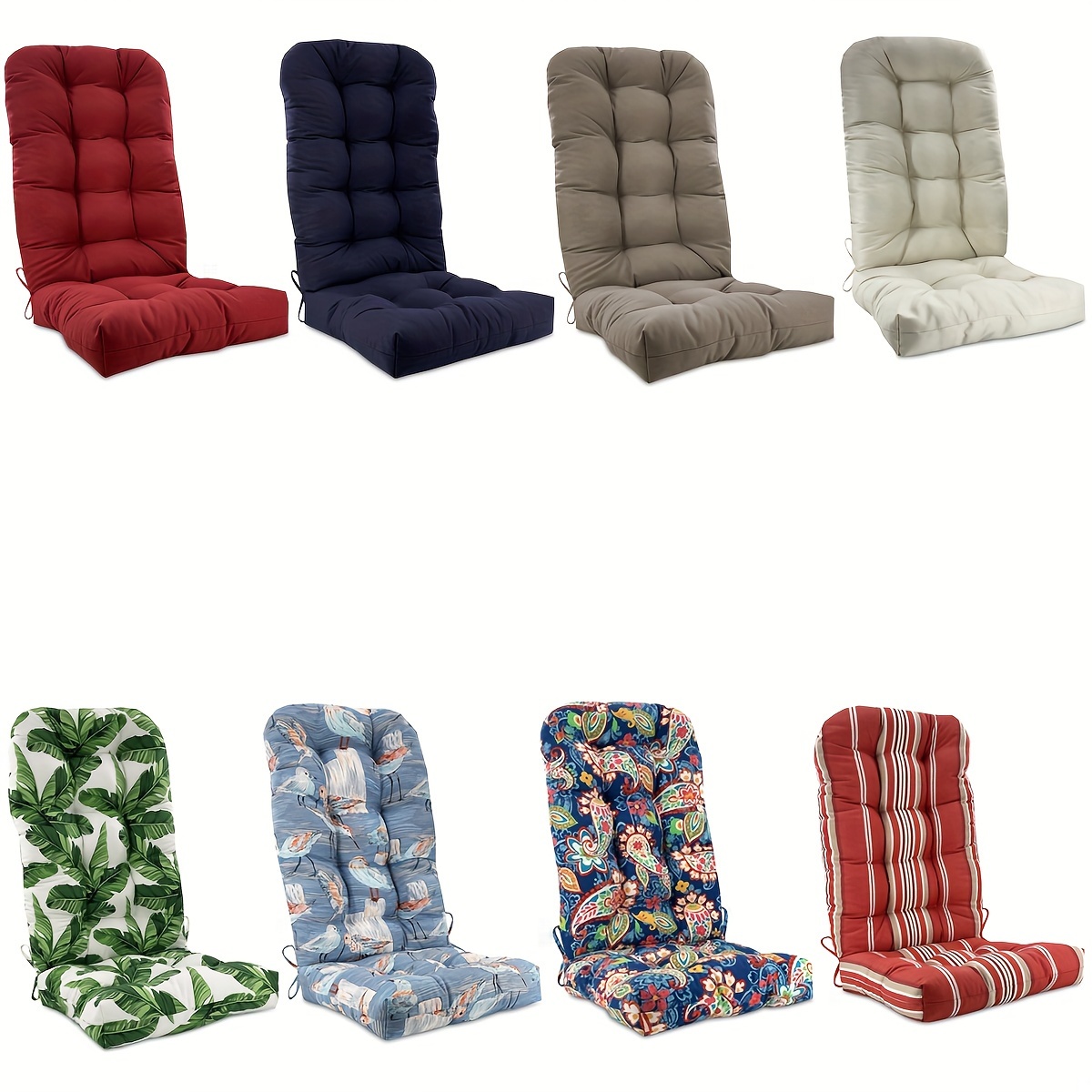 1pc weather resistant adirondack chair cushion high back tufted lounge seat pad for indoor outdoor use striped floral patterns durable polyester fabric hand wash only cushion only outdoor seat cushions 0