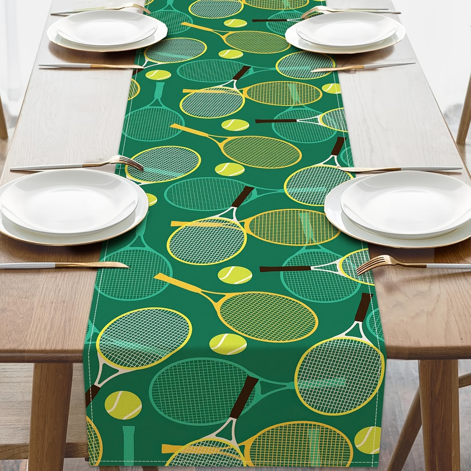 TEMU 1pc, Racket Table Runner, Tennis Table Decor, Home Kitchen Island & Tabletop Ornament