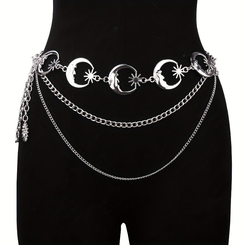 Metal Moon Belt Body Chain Adjustable Single Layer Waist Chain Dress Waist Additions