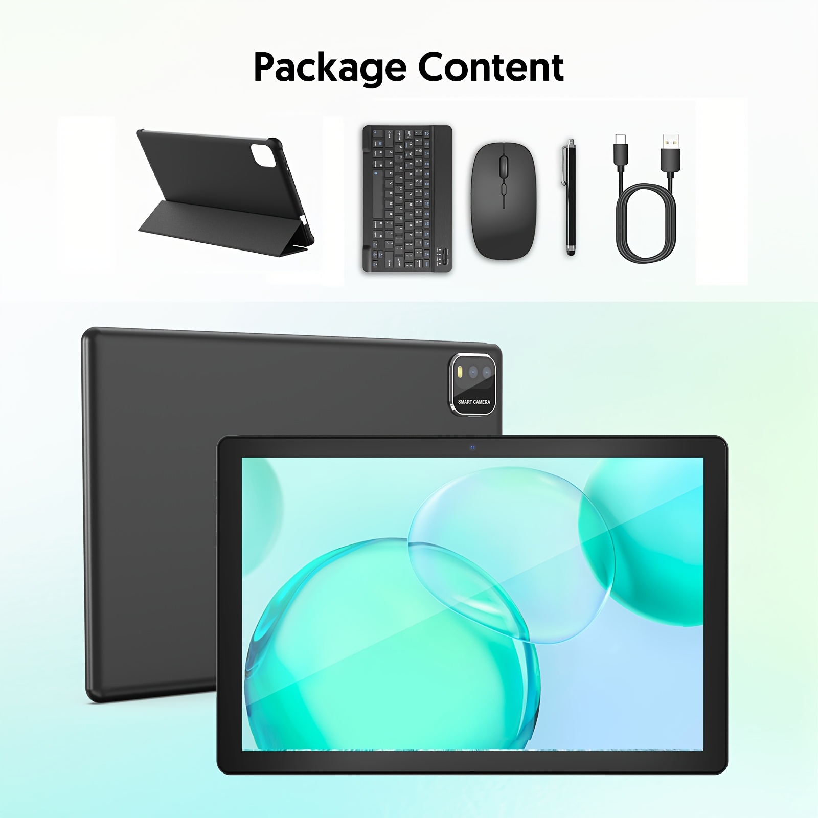   tablet with keyboard   14 tablet 10 inch with 6 3 3 gb 64gb 1tb expand 4 core 6000mah 2 0mp 8 0mp   5g wifi6 1280x800 hd touchscreen 2in 1 tablet with keyboard mouse stylus protective case Product details 3