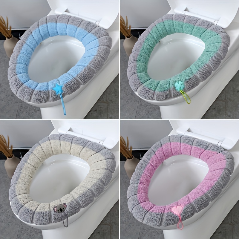 

Cozy Toilet Seat Cover With Handle - Bathroom Accessory, Acrylic Fiber, Handle, Toilet Mat