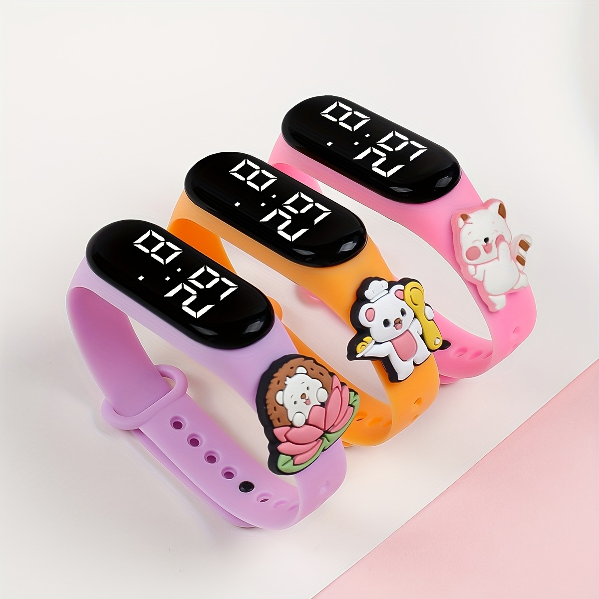 3pcs Cute Animal Plush Electronic Wristband Watch Set Led Unisex Electronic Watch Gift