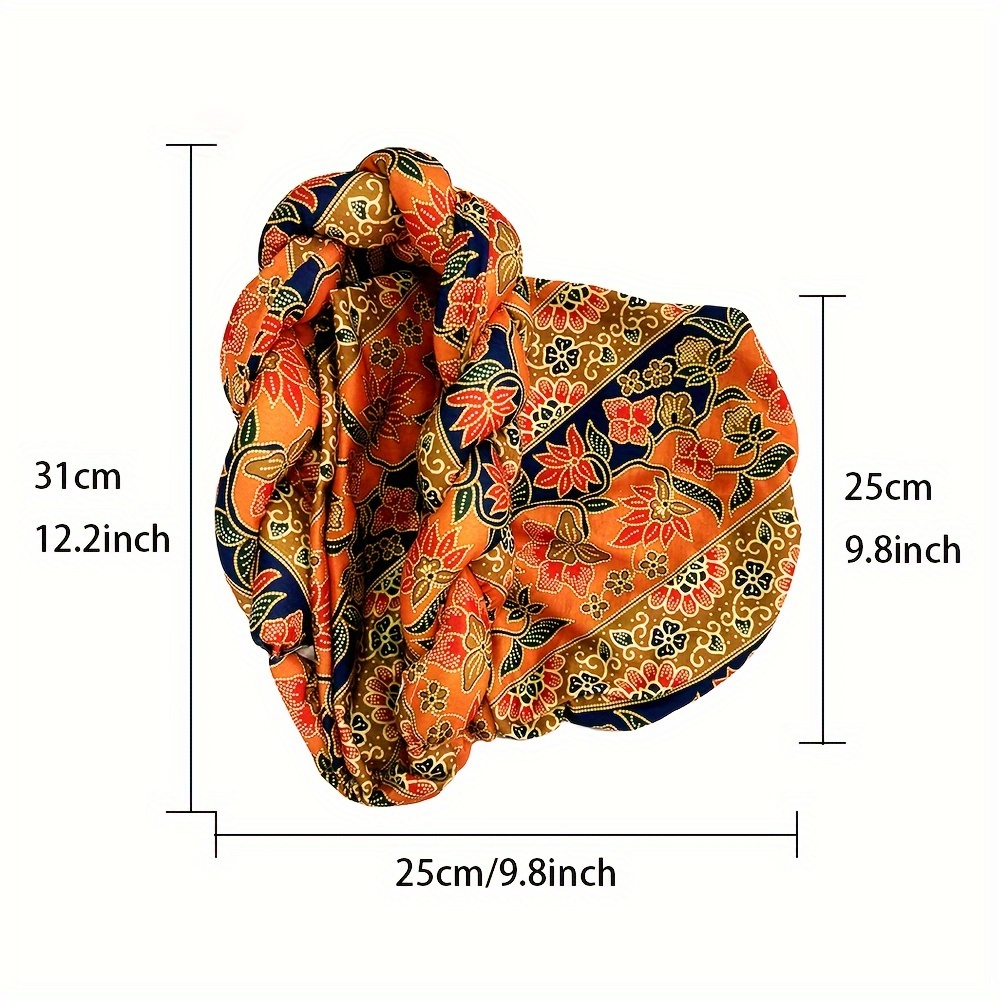 african print twisted braid turban hat traditional wax print headwrap elastic band one size fits all details 1