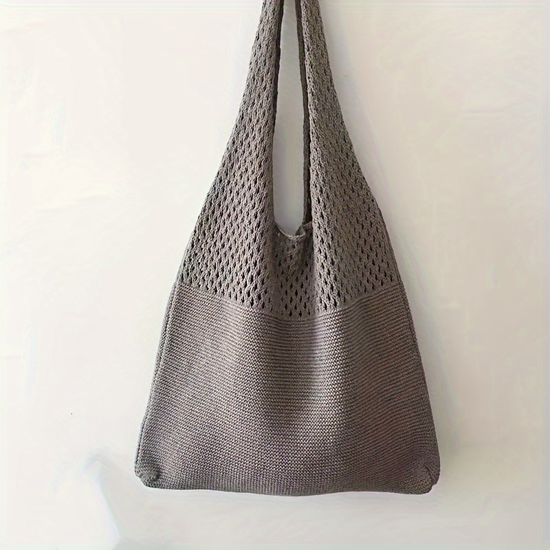 TEMU - Knit Tote Bag - Spacious & Shoulder Bag For Women, For Use - Available In , , Gray, Cream,