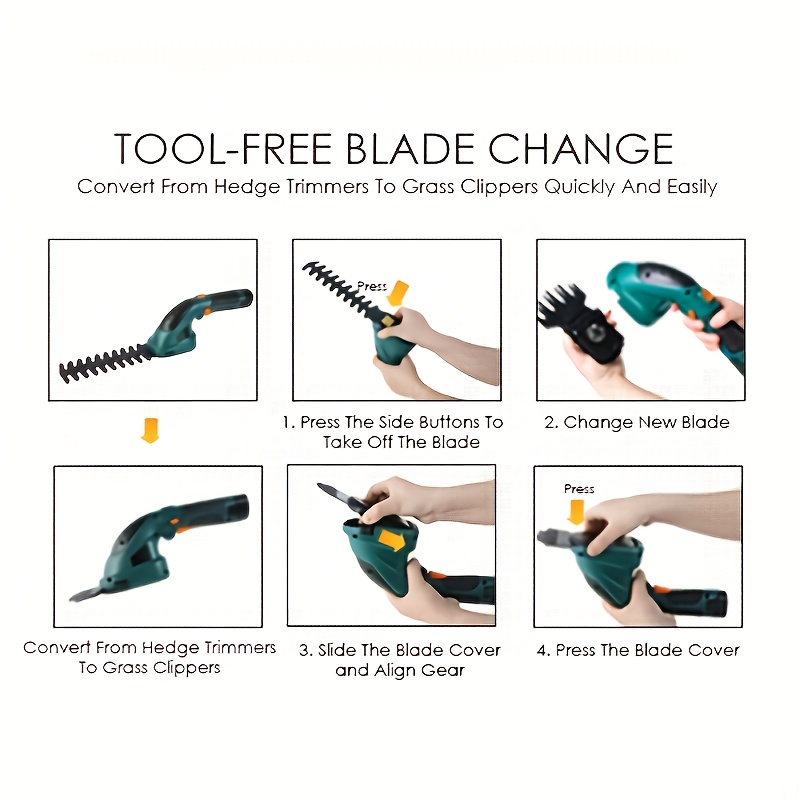 2-in-1 Haagknipper, 7.2V 2000mAh, Haagknipper met Telescopische Handgreep,