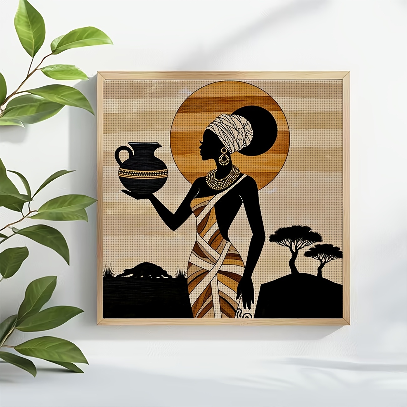 Cross-Stitch Kit "African Holding Pottery" Pattern for Beginners