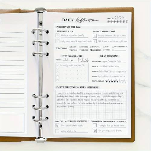 30pcs a5 daily reflection sheets 5 minute journal inserts with to do list gratitude self care for a5 binders ideal gift for men women