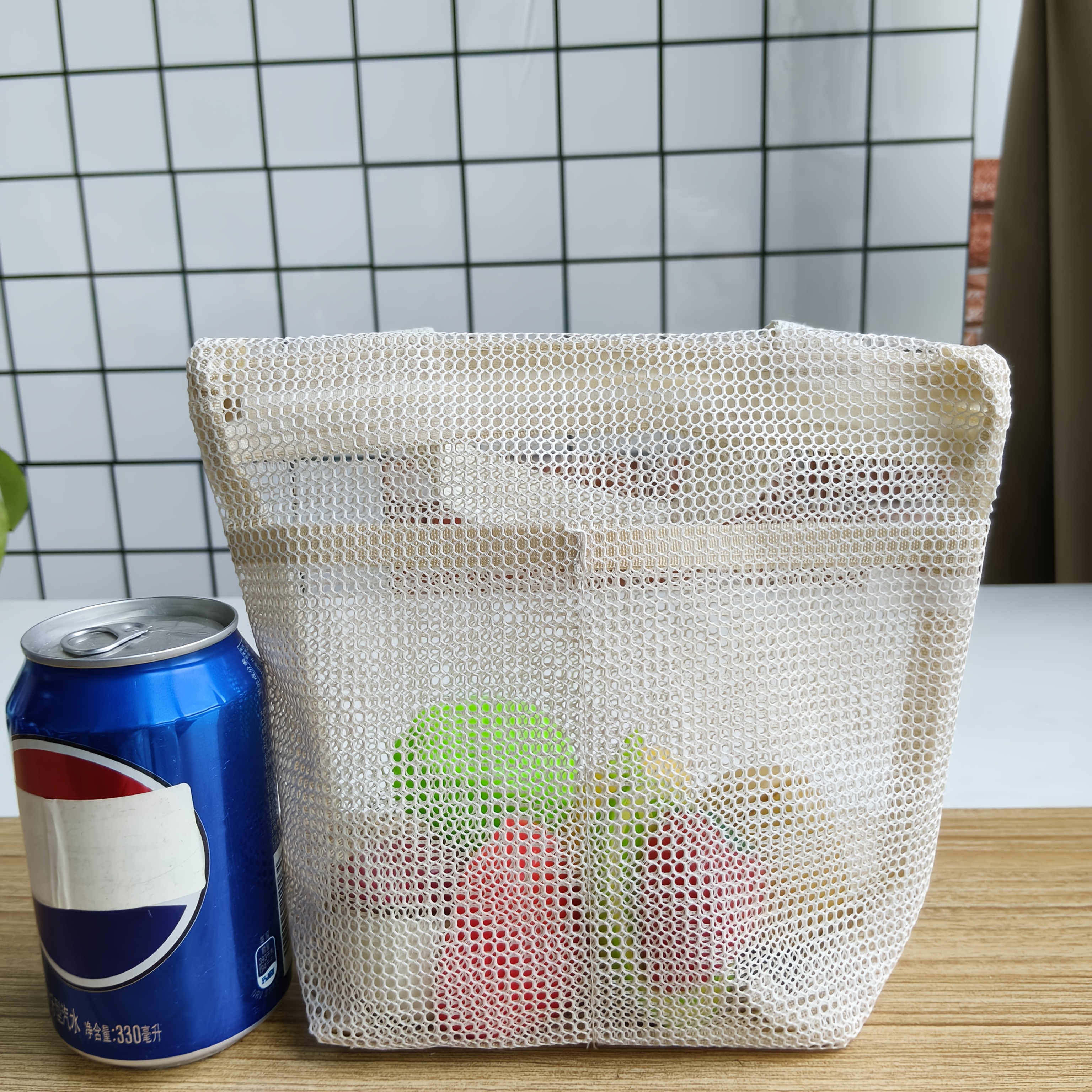 TEMU Neceser de maquillaje de malla, bolsa de cosmético de un asa, organizador de viaje y para exteriores, bolsa de almacenamiento portátil y