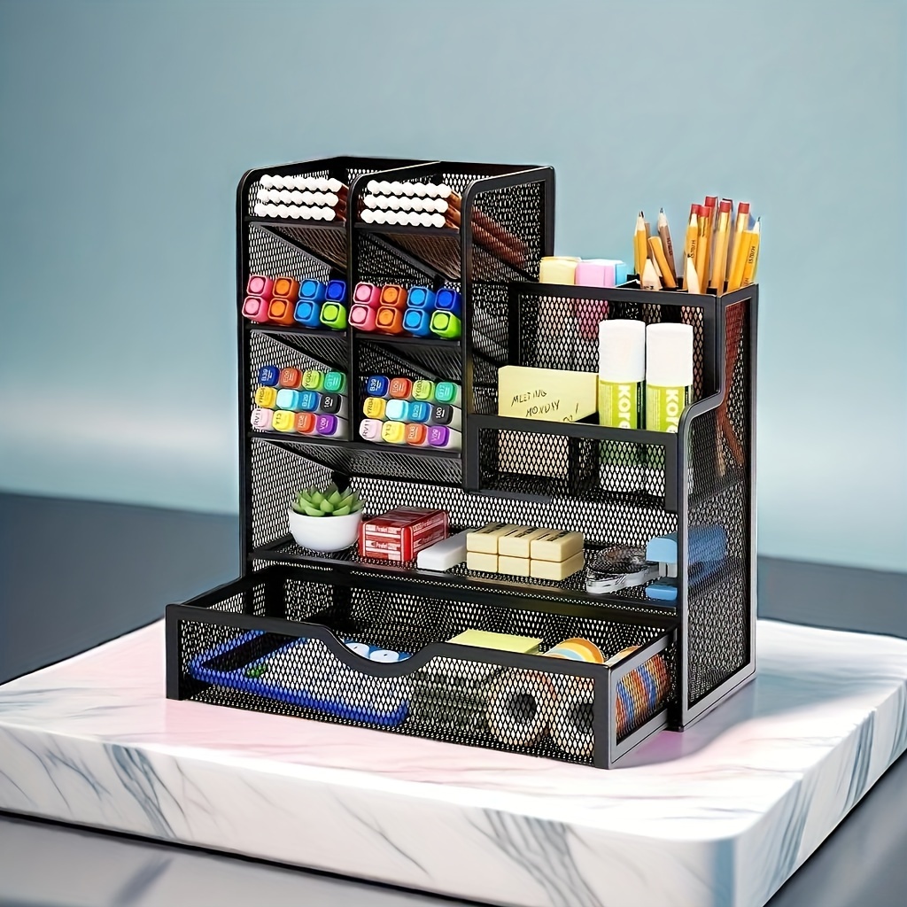 Relaxdays Schreibtisch Organizer, Büro Organizer mit Stiftehalter und