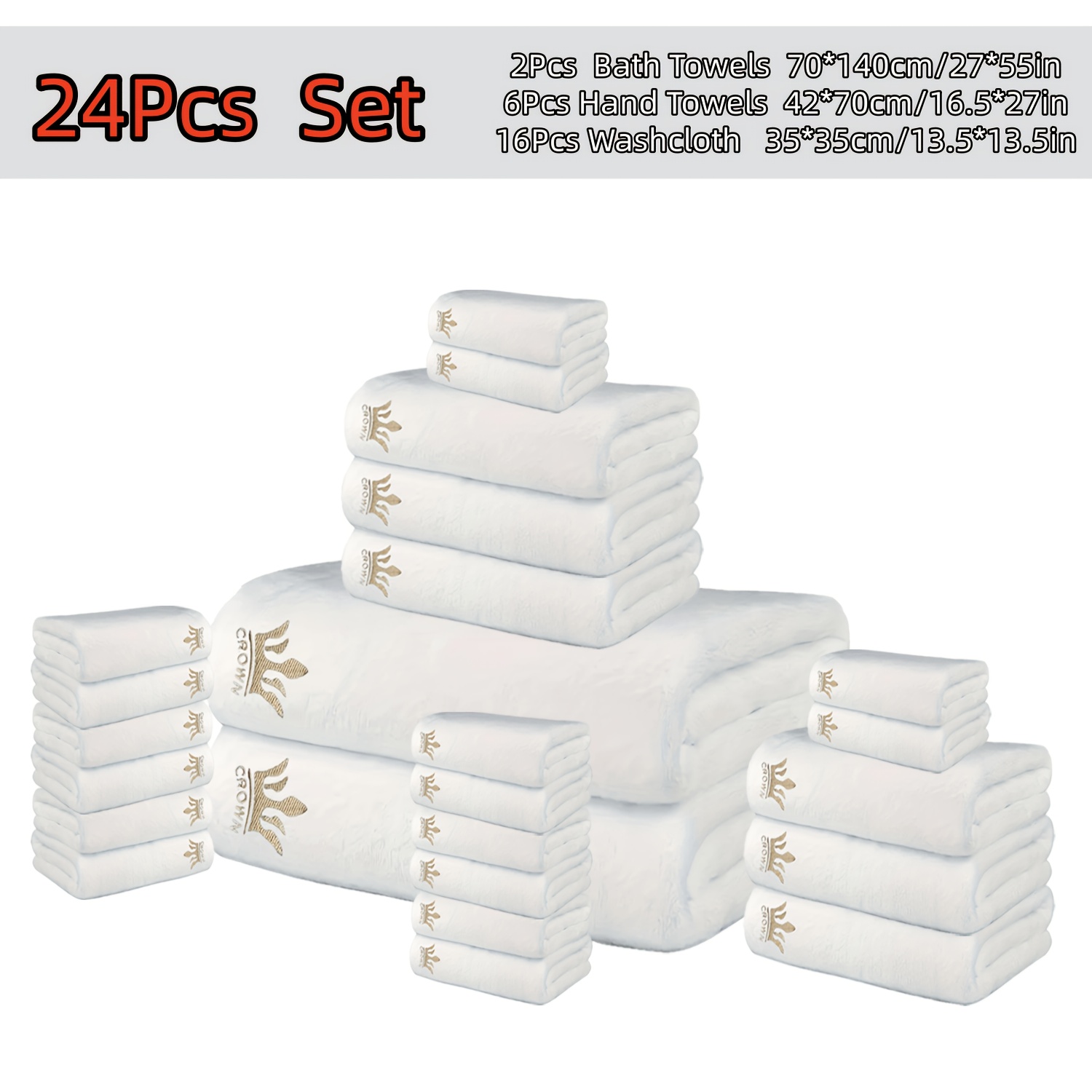 24pcs Ultra Soft Bath Towel Set, Coral Fleece Towel Bath Towel Washcloth Set