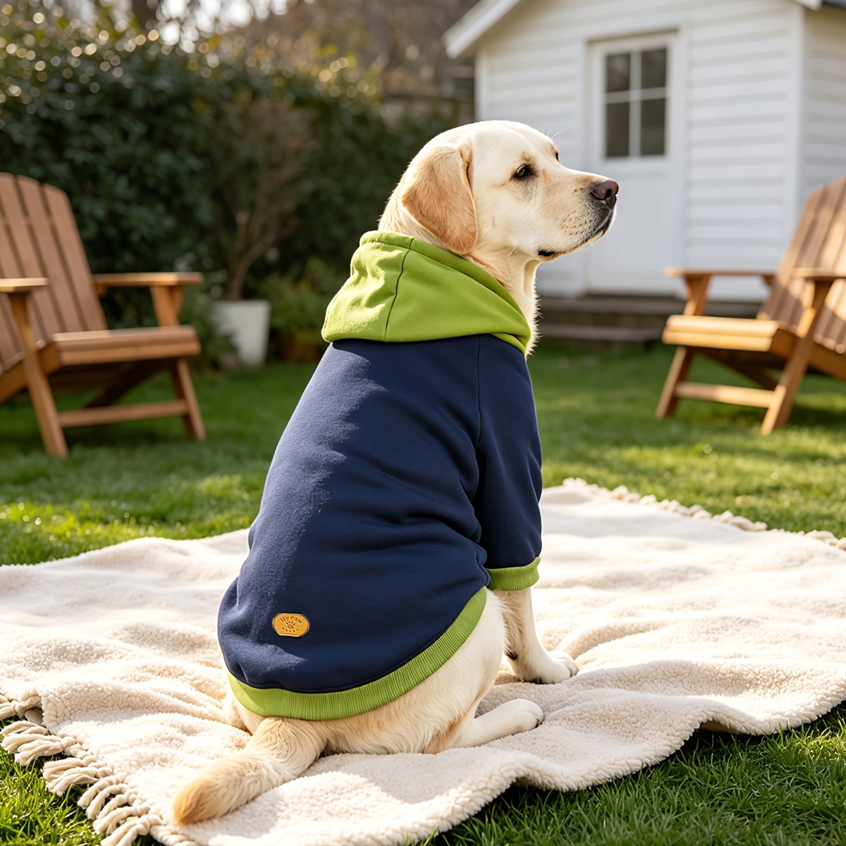 TEMU 1pc Basic Pet Hoodie Coat Soft And Cozy Knitwear For Middle Large Dogs, Thickened Warm Puppy Winter Apparel For Labrador Rottweiler Beagle