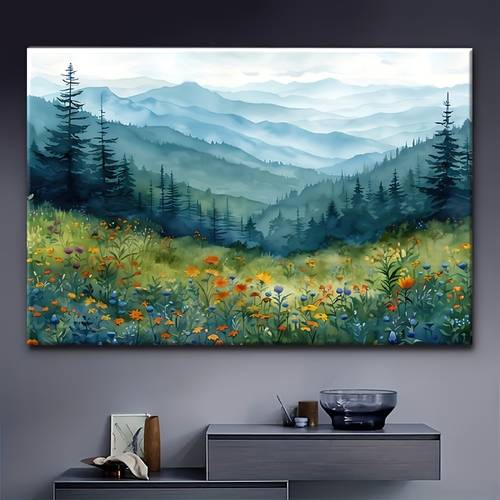2d flat 1pc solid wood framed watercolor painting poster modern suitable for room wall decor wrapped frame with field for living room bedroom entryway spring winter decoration
