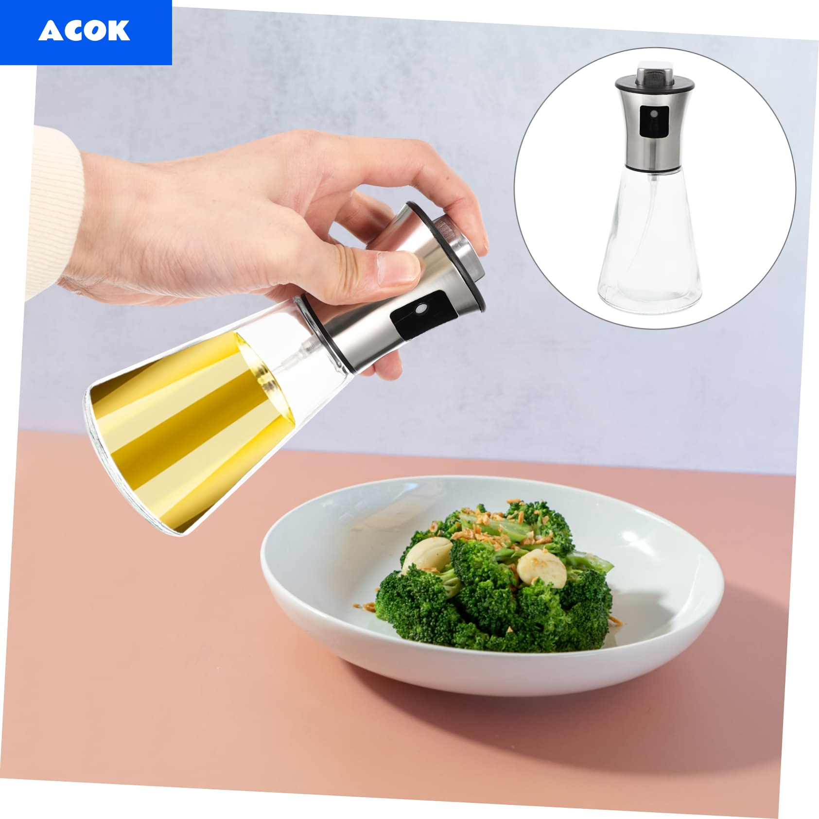 TEMU Oil Sprayer For Cooking- Stainless Steel Oil Spray Bottle, Pressurized Spray Glass Oil Spray Pot, Kitchen Olive Oil Cooking, Oil Spray Bottle2025 Father Gift