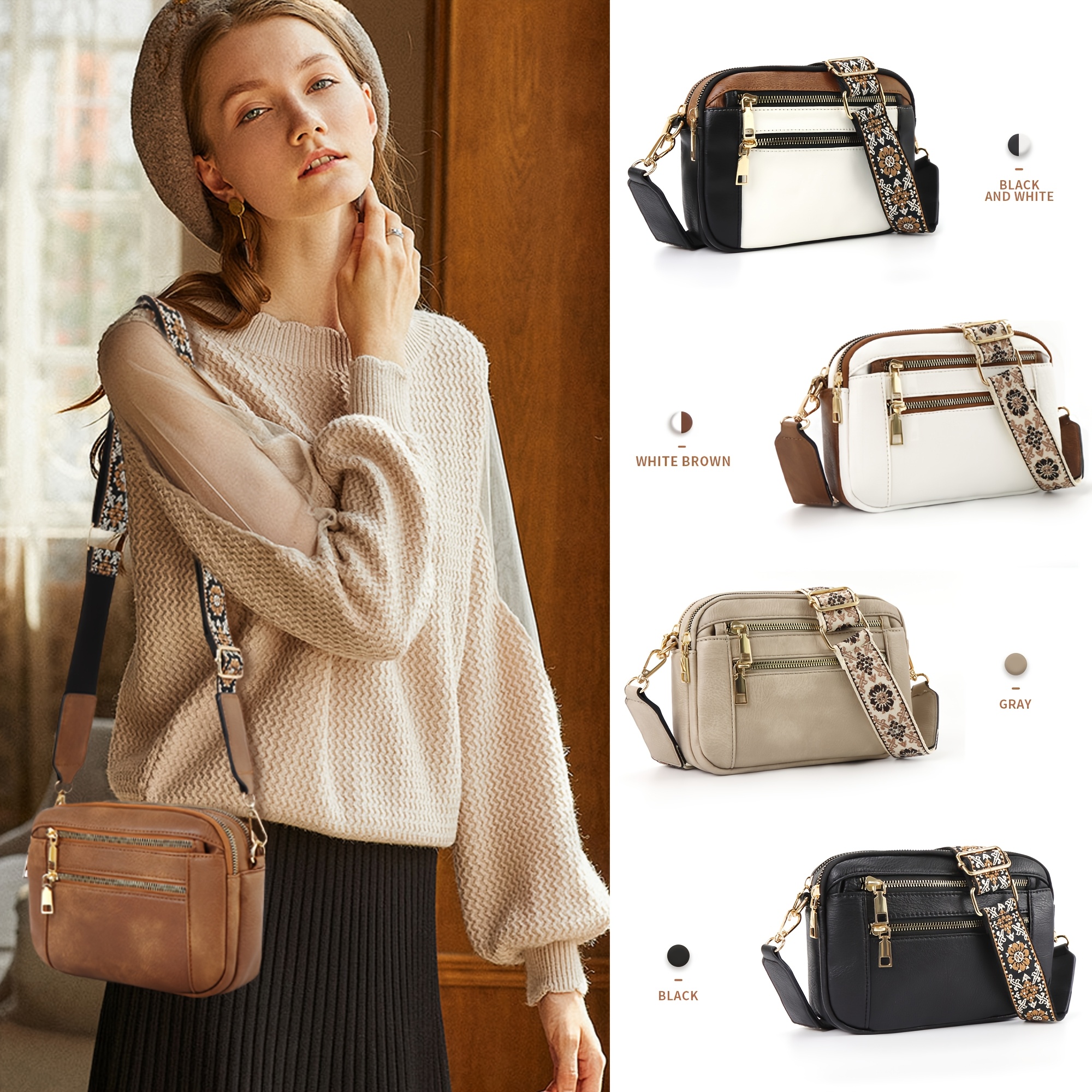 

1pc Crossbody Purse For Women Retro Small Crossbody Bags Trendy Pu With Adjustable Shoulder Strap