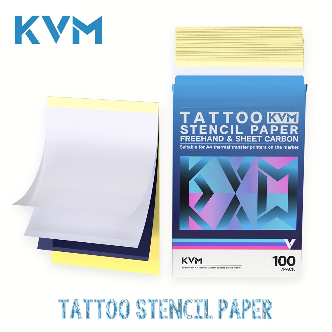 kvm tattoo transfer paper 100 sheets a4 size tattoo stencil paper 4 ply 8 5 inch x 12 inch tattoo thermal stencil paper tattoo tracing paper for  