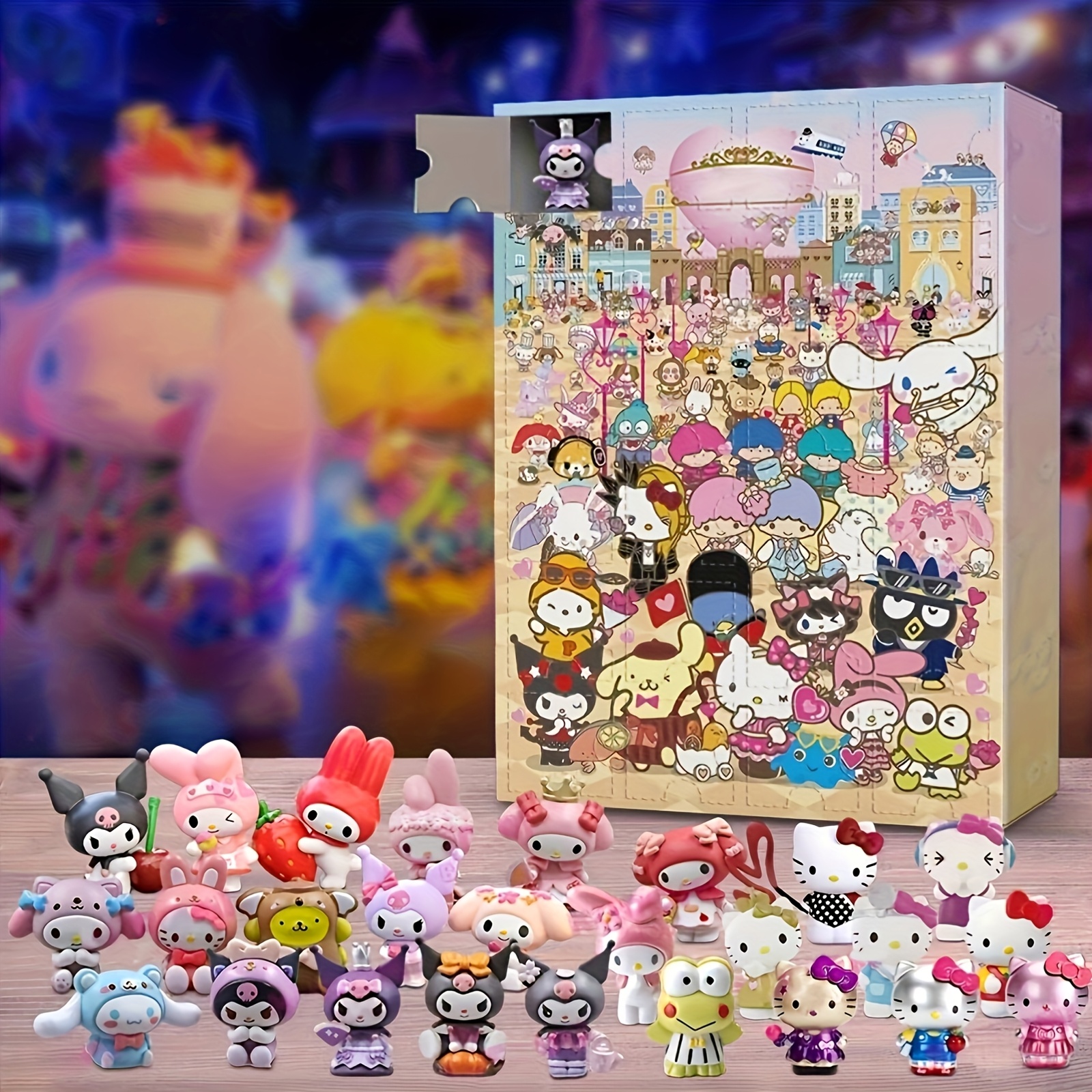 

[Autorisé] 24pcs Sanrio Blind Box Hello Kitty Blind Box Cadeau File d'attente Activité Calendrier Compte à rebours 24pcs Coffret - Figurines mignonnes et de Noël et Halloween, matériau PVC