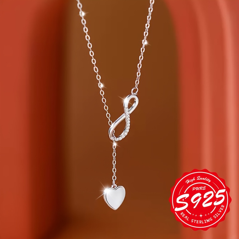 Women's 925 Silver Lucky Heart-Shaped Necklace, Unique Design