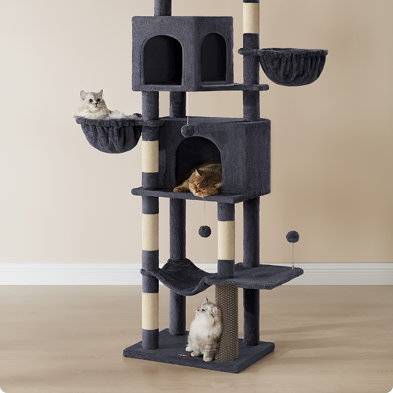 TEMU de árbol para gatos grande de varios niveles con autoperitorrador, postes rascadores