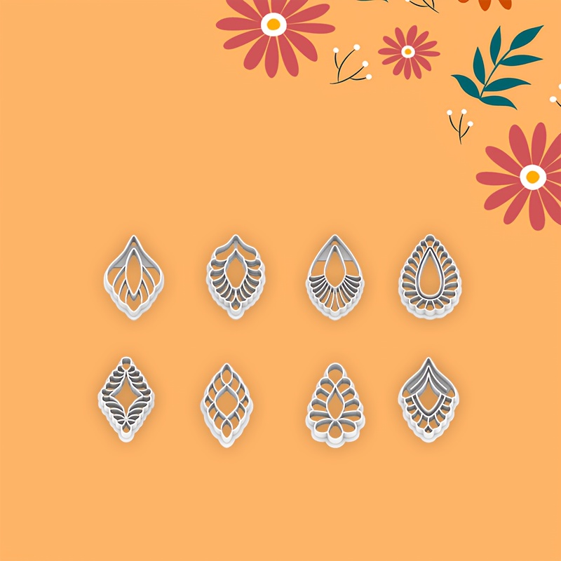 TEMU 8pcs Set Of Stylish And Elegant Polymer Clay Cutters, A Casual-themed Jewelry-making Kit For - Clay Cutters Featuring Multi-layered Overlapping