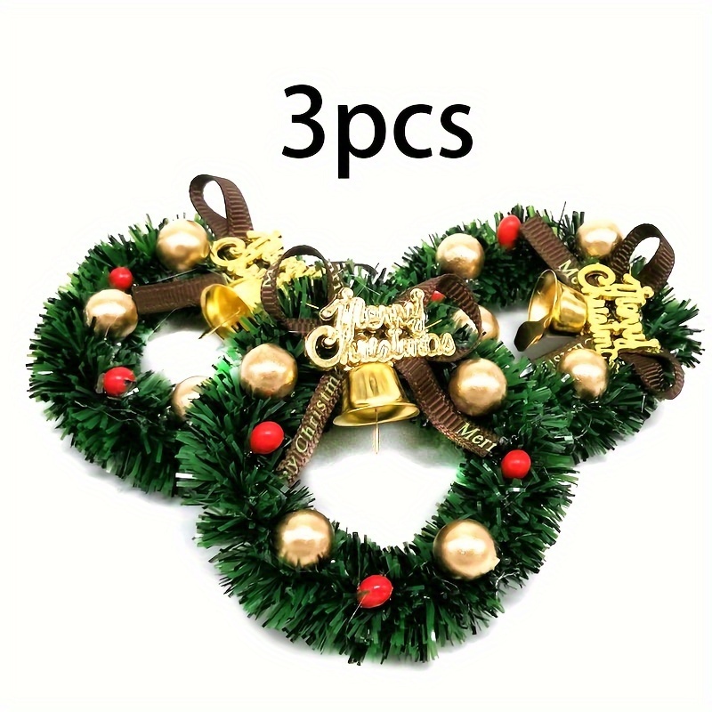 1pc/3-pcs Mini Deluxe Shiny Christmas Wreath , Christmas Scene Decoration, Christmas Tree Topper