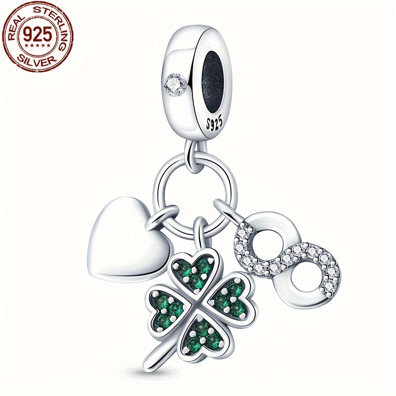

1pc 925 Sterling Silver Lucky Symbol Four-leaf Clover Three-piece Set - Diy Jewelry Making Gift Silver Gram Weighs 4 Grams