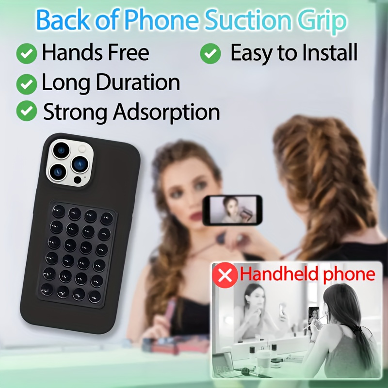 

Support de téléphone à ventouse en silicone, étanche, adhésif universel pour smartphone pour des vidéos, créer du contenu, diffuser en - Polyvalent pour les lisses, les miroirs, les carreaux,