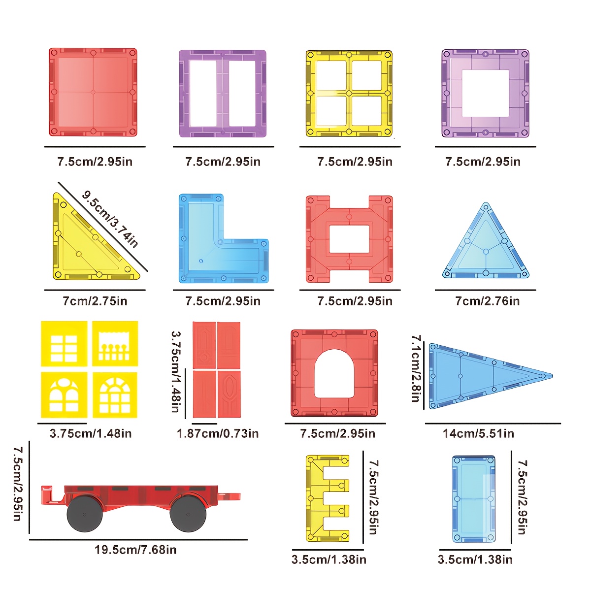 Random Color STEM Magnetic Stacking Building Tiles