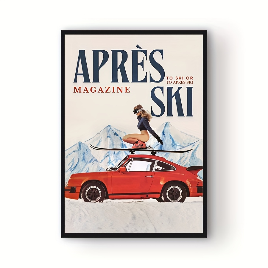 

Peinture 1pc Vintage Ski Magazine Poster, sur toile d'art rétro, Fibre de polyester, Décoration pour chambre, salon, maison et dortoir, de cadeau pour non encadré