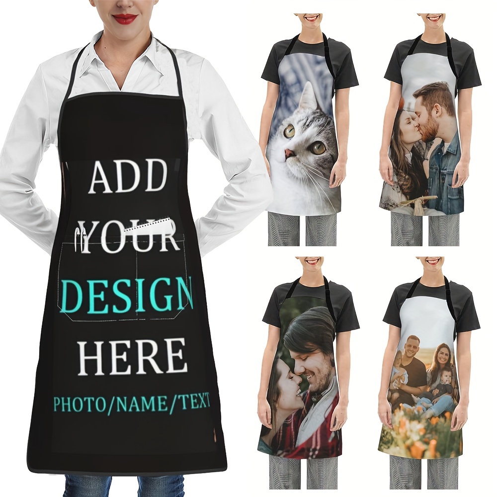 

Customizable Unisex Apron - Personalize With Your Name, Logo & Photo - Waterproof Polyester For Cooking, Bbq, Baking - Adjustable Tie Design