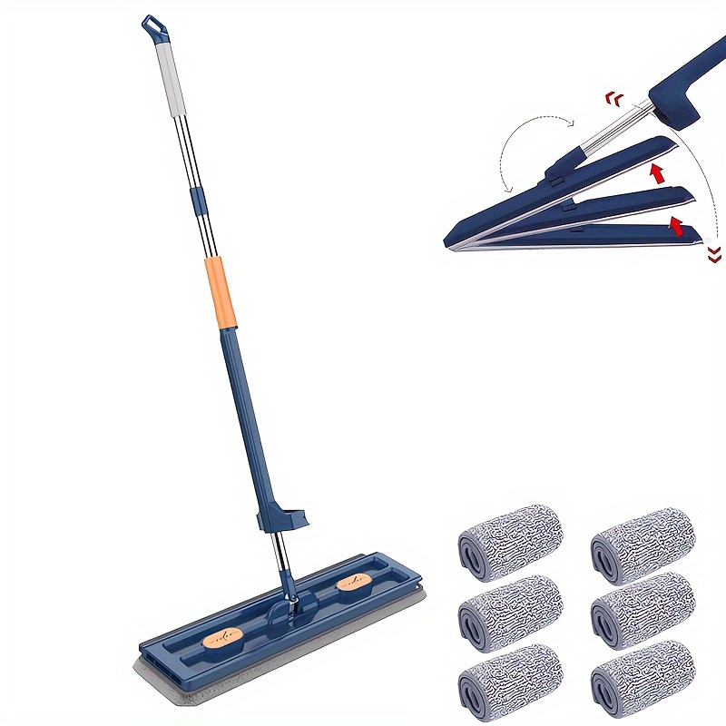 

1set, Mop 6 Cloth, Long - Mop, Rotating Mop, Wet And Dry Use, Removal Mop For Bathroom Hardwood , Cleaning , Cleaning Tool, Christmas