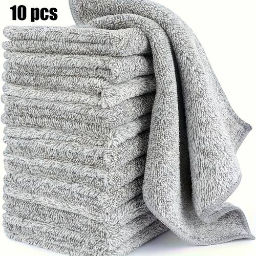 10pcs ultra absorbent quick dry microfiber cleaning cloths thick bamboo charcoal fiber towels for cars kitchens non stick oil washable reusable 150gsm ideal for kitchen kitchen towels cleaning microfiber towel