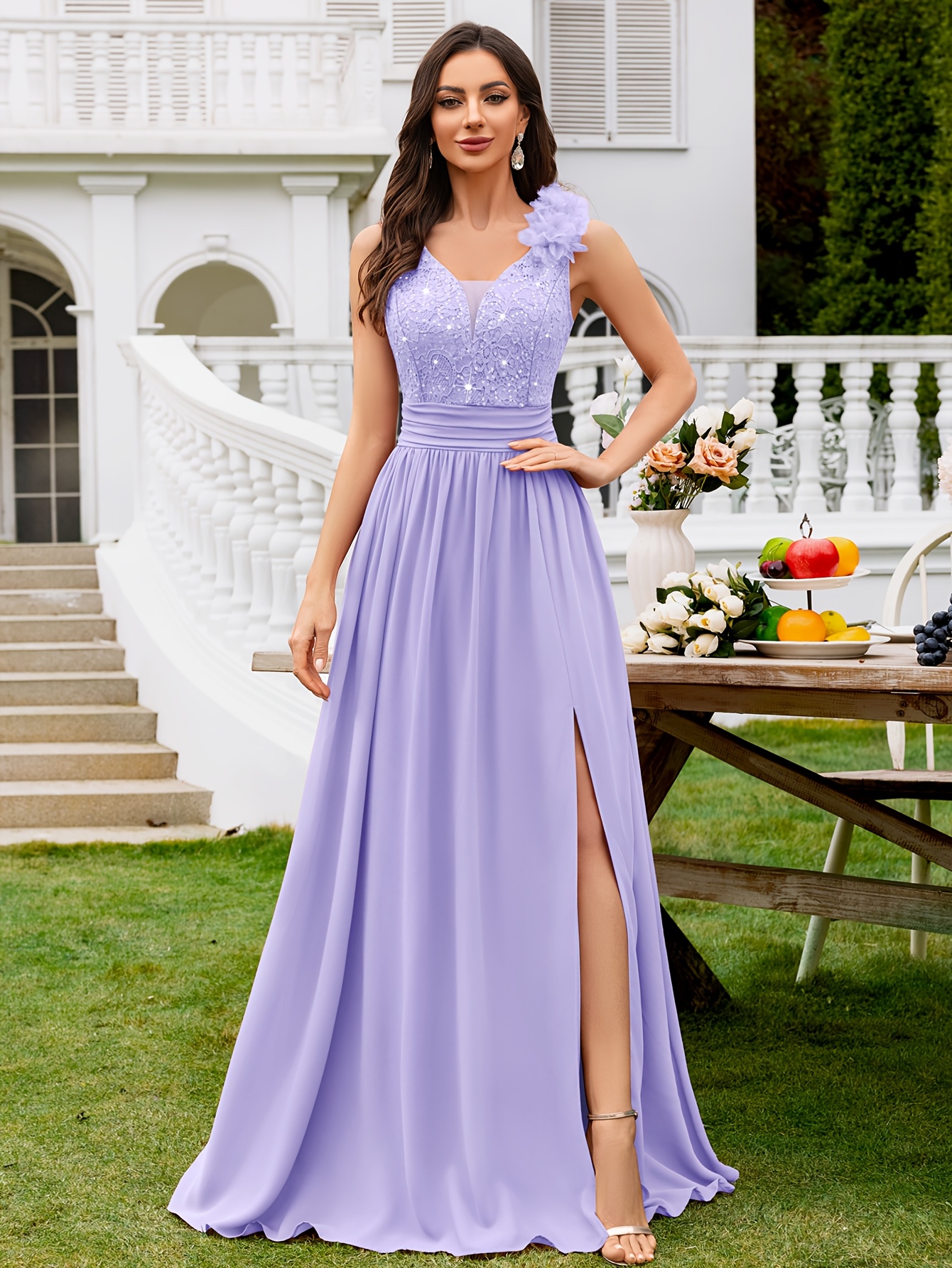 24451a womens elegant sequin lace deep v neck sleeveless - Temu Romania